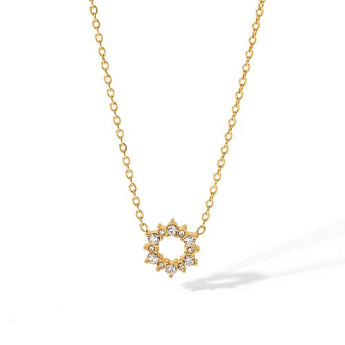 Fashion Geometric Stainless Steel Pendant Necklace Plating Zircon Stainless Steel Necklaces