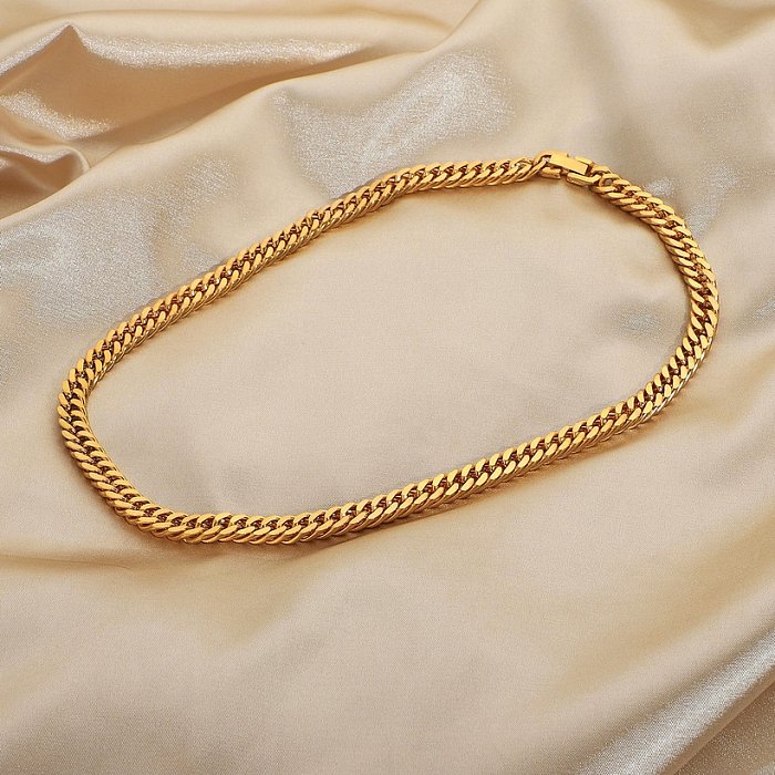 Colar de aço inoxidável banhado a ouro 18K moda cubana