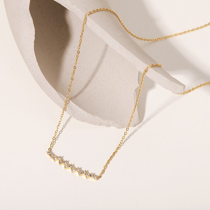 Collier en acier au titane géométrique de style simple placage colliers en acier inoxydable diamant artificiel