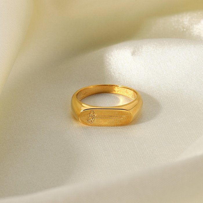 anel esculpido em aço inoxidável banhado a ouro fashion atacado