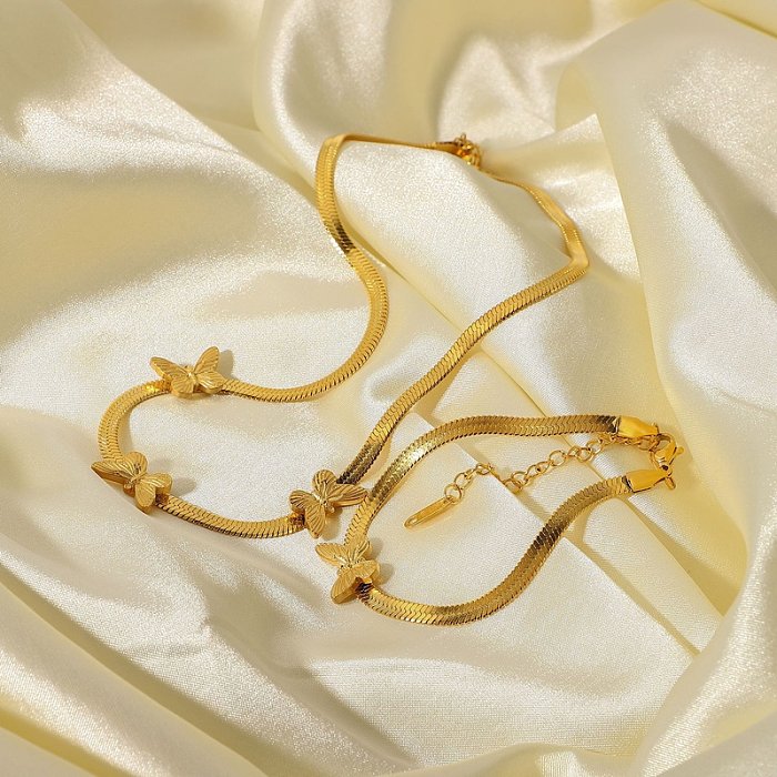 Nova pulseira de corrente de osso de colarinho de jóias de aço inoxidável pulseira de corrente de cobra borboleta punk