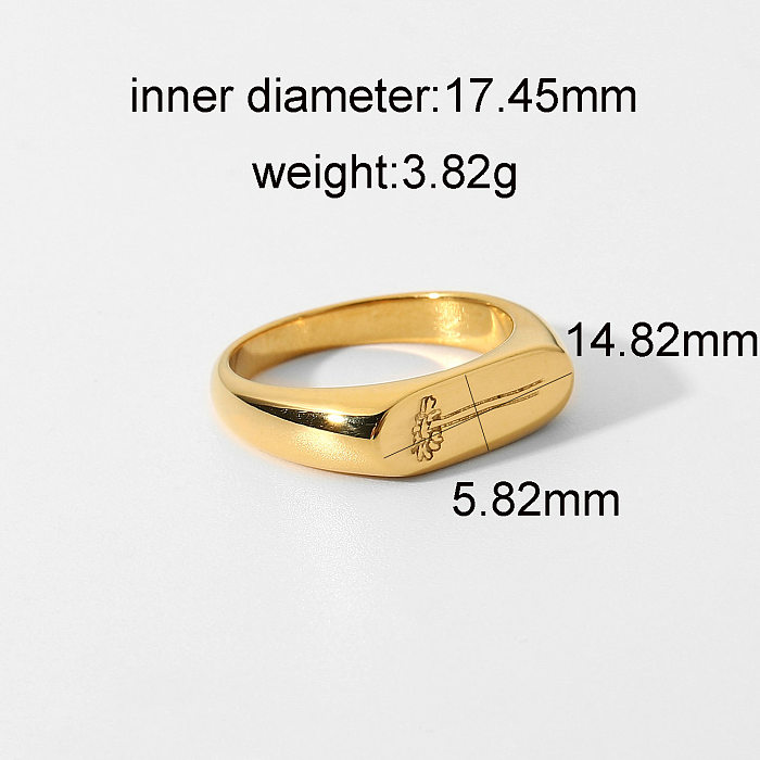 anillo tallado de acero inoxidable chapado en oro de moda al por mayor