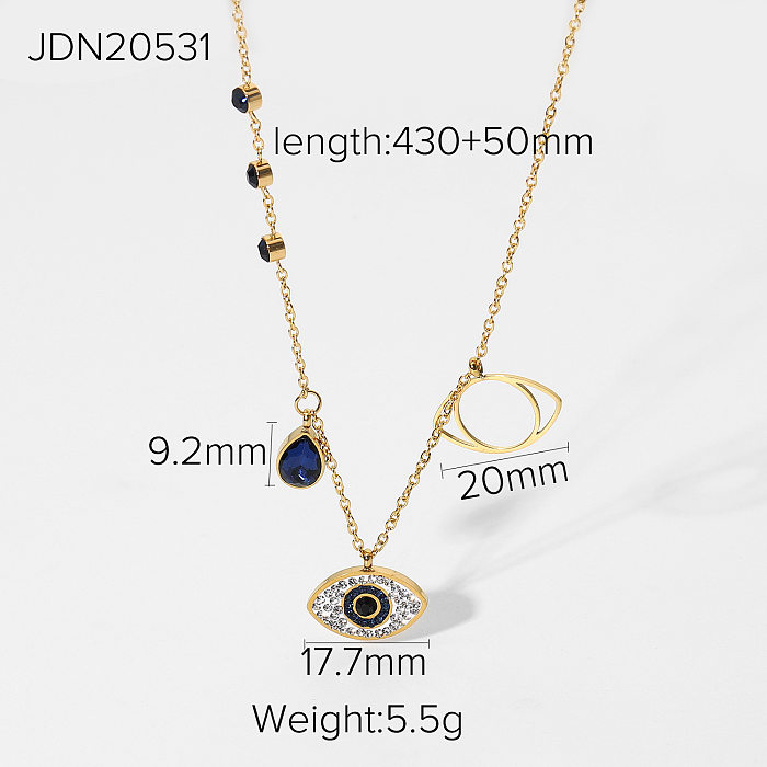 wholesale jewelry blue diamond eye water drop pendant stainless steel necklace jewelry