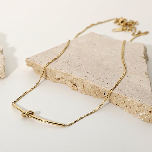 new fashion 14K goldplated stainless steel knotted necklace