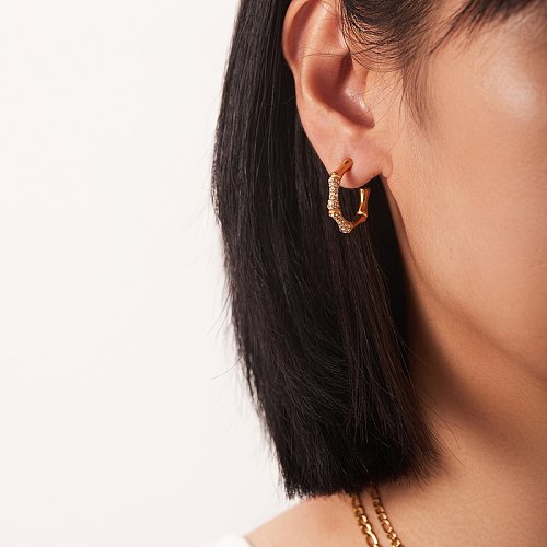 Mode-geometrische Edelstahl-Ohrringe, die Strass-Edelstahl-Ohrringe überziehen