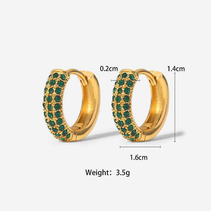 Neue Art- und Weiseweiße grüne Zirkon 18K Gold-Edelstahl-Ohrringe