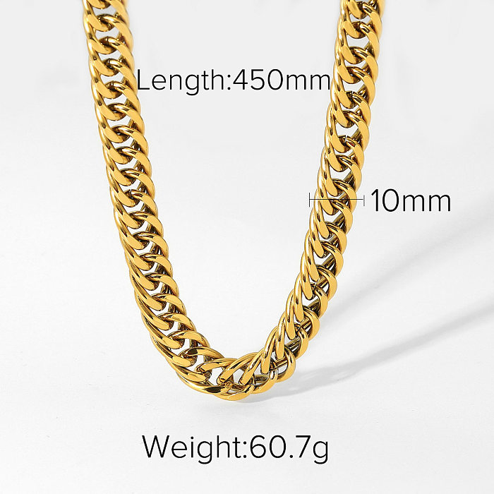 collier simple chaîne compacte en acier inoxydable plaqué or 18 carats