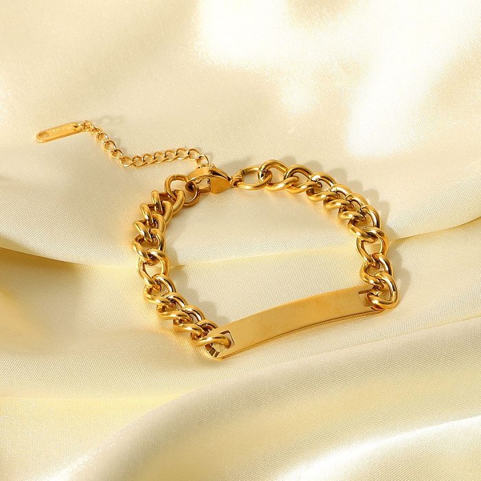 Bijoux de bracelet hiphop cubain en acier inoxydable plaqué or pour femme