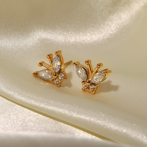 Sweet Butterfly Stainless Steel Ear Studs Plating Zircon Stainless Steel Earrings