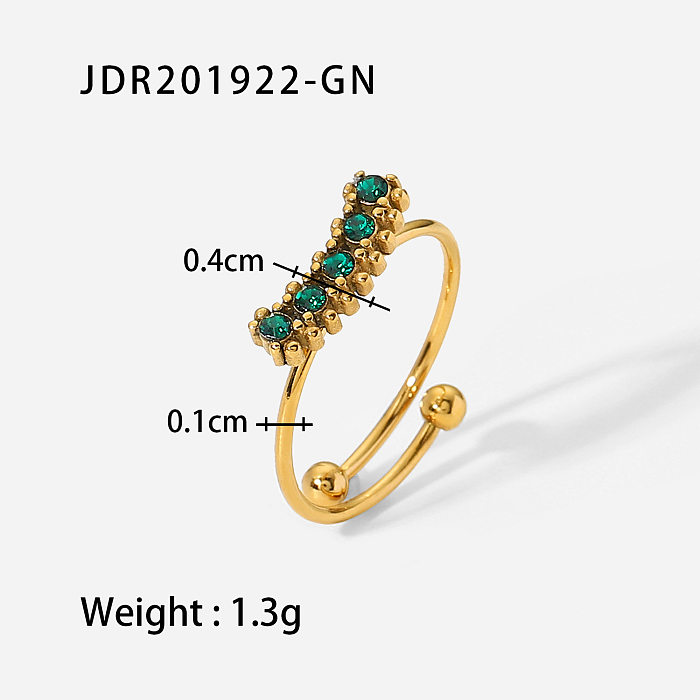 Fashion Geometric Floral Stainless Steel Open Ring Plating Zircon Stainless Steel Rings
