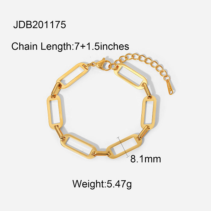 bracelet en acier inoxydable plaqué or 18 carats avec boucle simple et chaîne creuse
