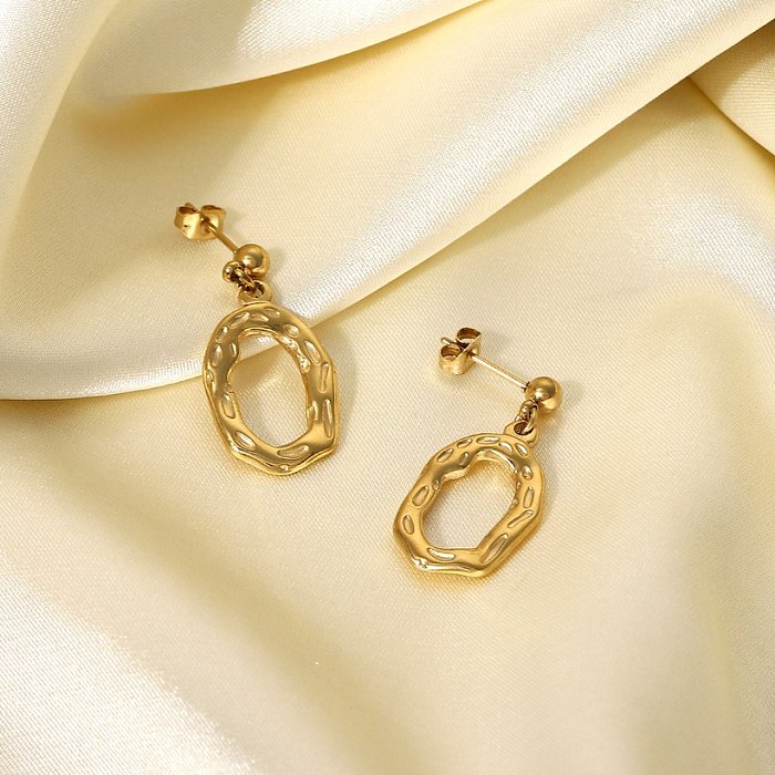 fashion titanium steel simple hollow earrings 14k goldplated earrings jewelry