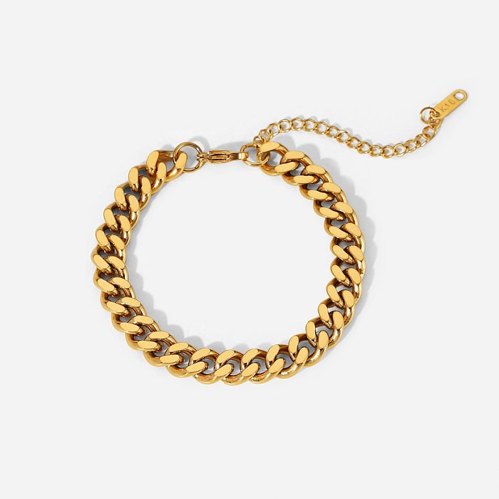 Fashion New 18K Gold Stainless Steel Cuban Link Chain Cross Chain Zircon Bracelet