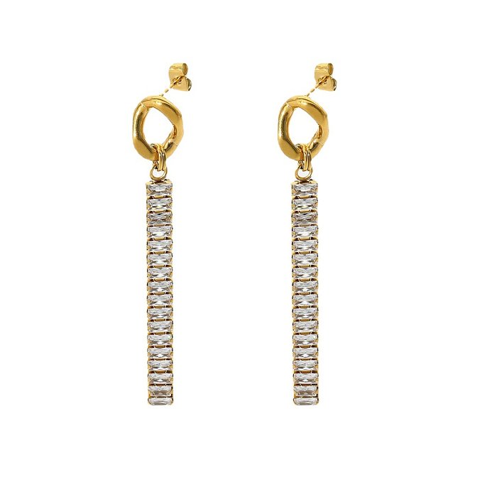wholesale jewelry tassel full zircon chain stainless steel earrings jewelry