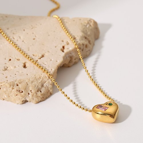 Fashion Geometric Stainless Steel Pendant Necklace Plating Zircon Stainless Steel Necklaces