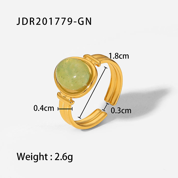 Art- und Weisegeometrischer Edelstahl-offener Ring-vergoldete künstliche Edelstein-Edelstahl-Ringe