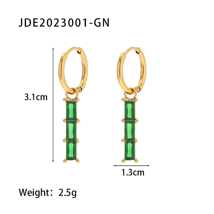 Fashion Geometric Stainless Steel Earrings Gold Plated Zircon Stainless Steel Earrings