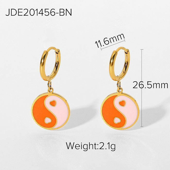 wholesale jewelry goldplated round pendant drop oil stainless steel earrings jewelry