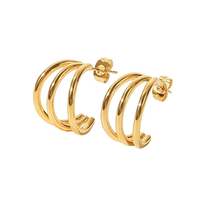Fashion C Shape Stainless Steel Ear Studs Gold Plated Stainless Steel Earrings