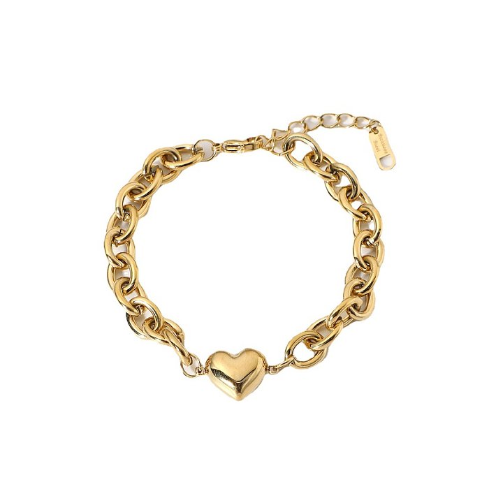 fashion 14K stainless steel hollow solid color chain heart bracelet wholesale jewelry