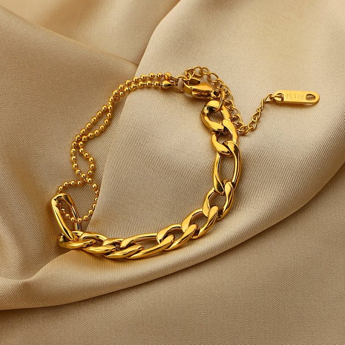 pulseira de aço inoxidável banhada a ouro multifuncional de costura de moda simples