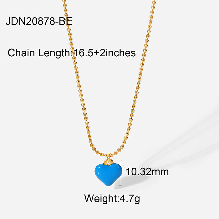 Fashion Heart Pendant Necklace 18K Gold Stainless Steel Drip Oil Earrings