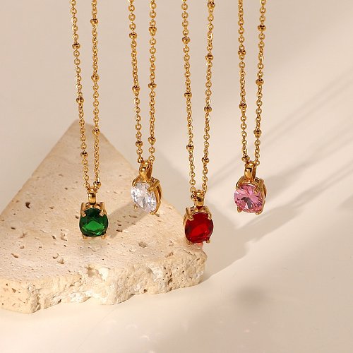 European and American stainless steel zircon pendant necklace