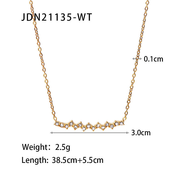 Simple Style Geometric Titanium Steel Necklace Plating Artificial Diamond Stainless Steel Necklaces