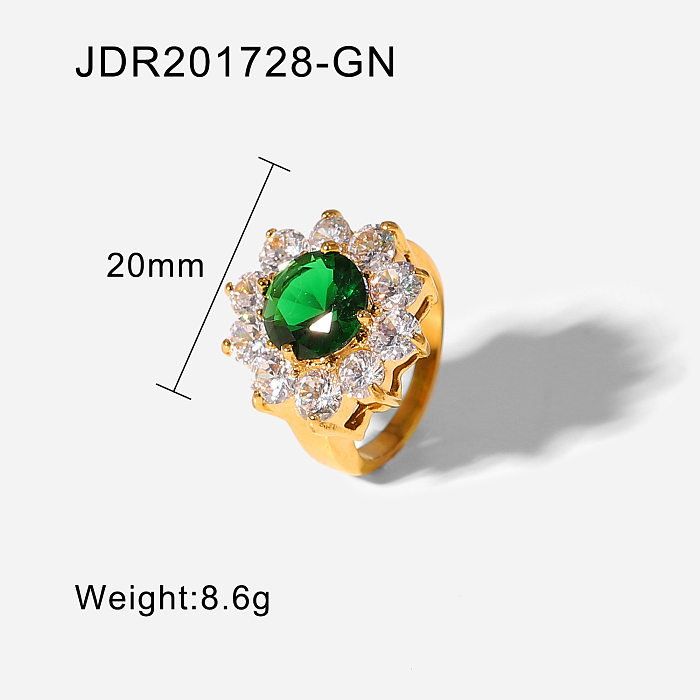 stainless steel classic jewelry zircon sun flower ring jewelry