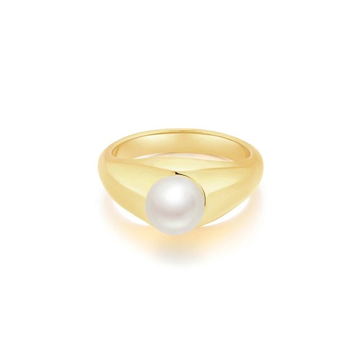 fashion shell pearl stainless steel ring