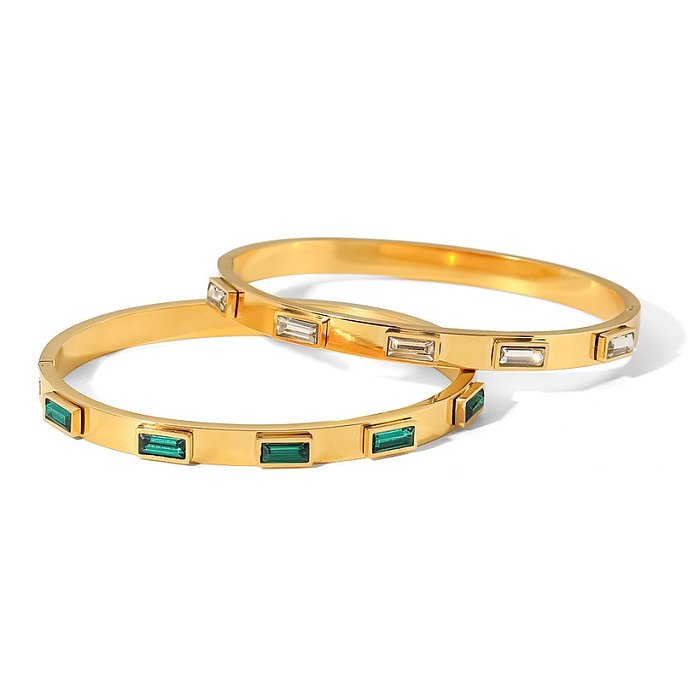 Bracelets en acier inoxydable carrés de style vintage plaqués bracelets en acier inoxydable zircon
