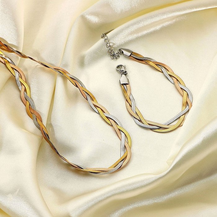 Mode einfaches Edelstahl überzogen 18 Karat Gold dreisträngiges Schlangenketten-Wicklungsarmband