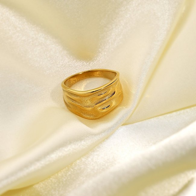 Retro Geometric Stainless Steel Rings Pleated Stainless Steel Rings