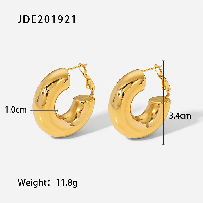 New Style stainless steel 18K Gold Plated glossy CShaped Earrings