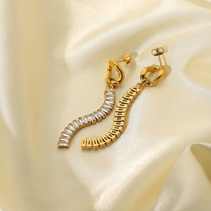 vente en gros bijoux gland pleine chaîne de zircon boucles d'oreilles en acier inoxydable bijoux