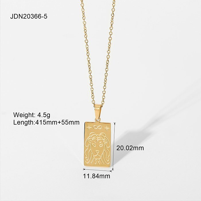 Nuevo collar de acero inoxidable chapado en oro de 18 quilates, collar de personalidad a la moda, collar con colgante de sello de Tarot cuadrado, adorno