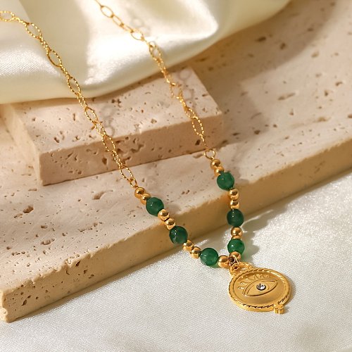 Fashion Eye Stainless Steel Necklace Gold Plated Zircon Stainless Steel Necklaces