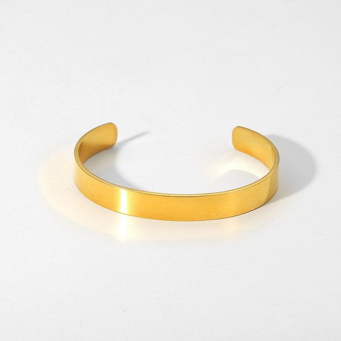 Novas joias de pulseira feminina simples de ouro 18K de aço inoxidável brilhante largas moda
