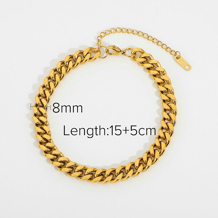 pulseira de aço inoxidável de corrente banhada a ouro 18K fashion