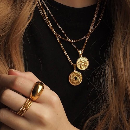 Fashion Cupid Angel Pendant 18k Gold Plated Stainless Steel Necklace
