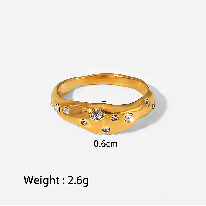 Fashion Simple Geometric Starry Zircon Inlaid Stainless Steel Ring