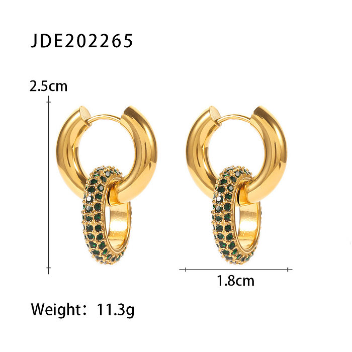 Fashion Round Stainless Steel Earrings Plating Zircon Stainless Steel Earrings