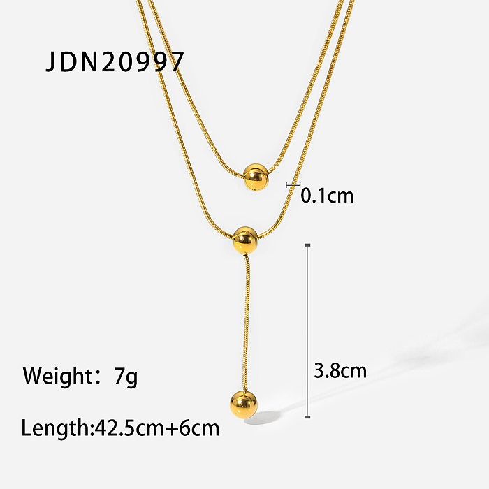 colar de camada dupla de aço inoxidável de ouro 18k simples moda