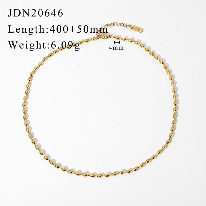 Retro Hollow Oval Bean Bean Chain Stainless Steel Necklace Wholesale jewelry