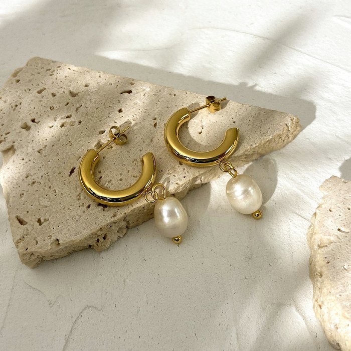 Joyas al por mayor colgante de perlas Pendientes de acero inoxidable en forma de joyería