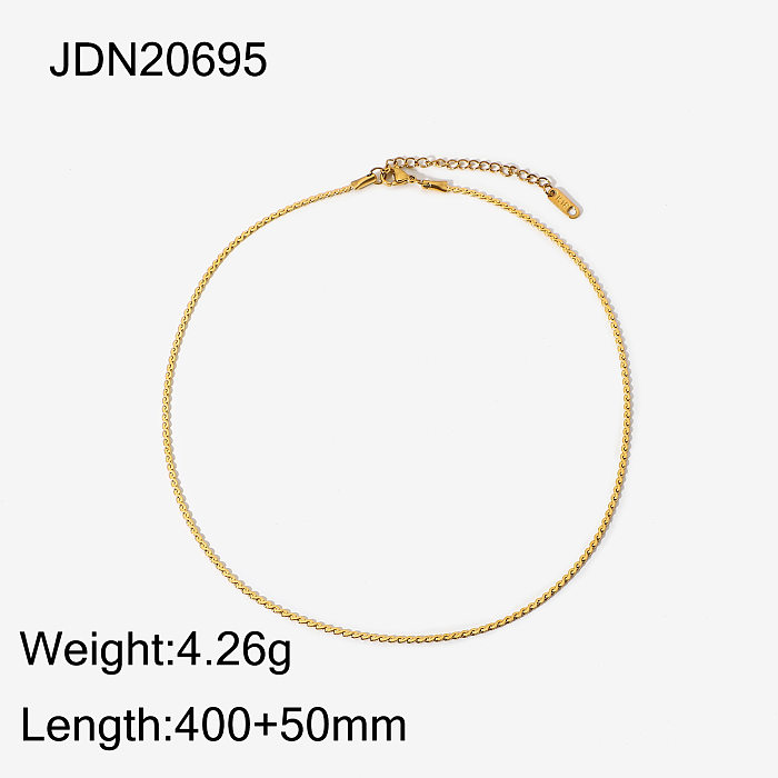 INS style mode Sshaped chaîne bijoux plat pliant bracelet cheville 18K plaqué or collier en acier inoxydable