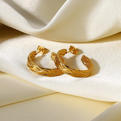 simple stainless steel jewelry wheat Cshaped hoop earring jewelry