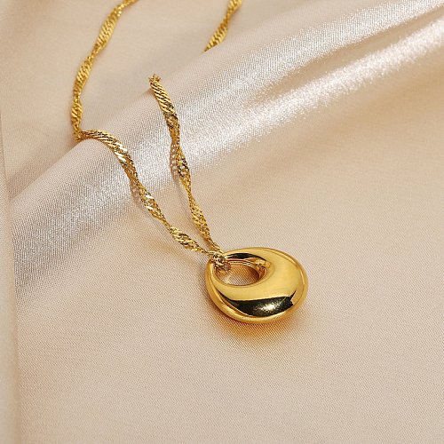Einfache Halskette aus 18 Karat Edelstahl mit Goldtropfenanhänger