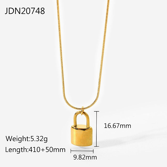 Fashion Gift Chain Stainless Steel Jewelry Gold Lock Pendant Necklace