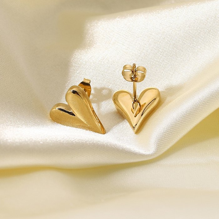أزياء مطلية بالذهب الفولاذ المقاوم للصدأ أقراط القلب مجوهرات بالجملة